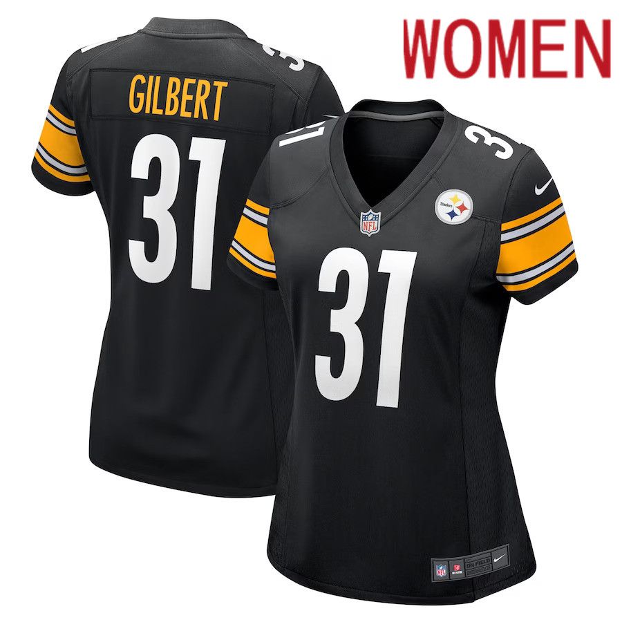 Women Pittsburgh Steelers 31 Mark Gilbert Nike Black Game Player NFL Jersey
